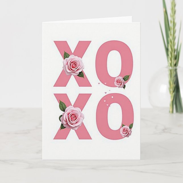 Cartão de Amor Simples Xoxo Rosas (Frente)