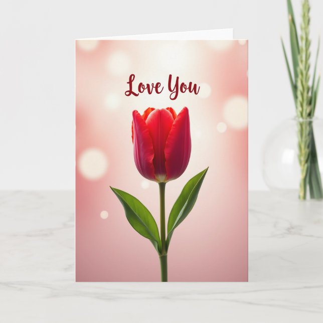Cartão de Amor Tulipa Vermelha (Frente)
