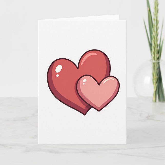 Cartão de Amor Vermelho Dois Corações (Frente)
