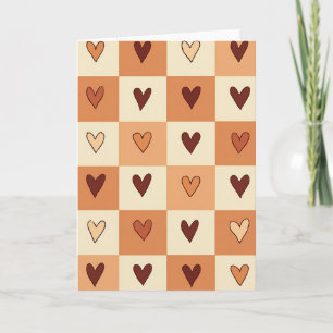 Cartão de Amor Xadrez Boho Hearts