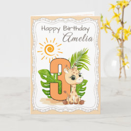 Cartão de Animais Aquarela de 3º Aniversário