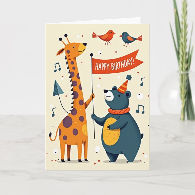 Cartão de Animais Caprichosos Doces (Frente)