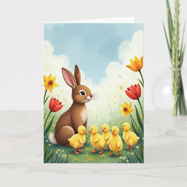 Cartão de Animal de Prado de Primavera (Frente)
