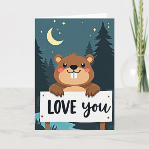 Cartão de Animal Fofo da Floresta de Amor