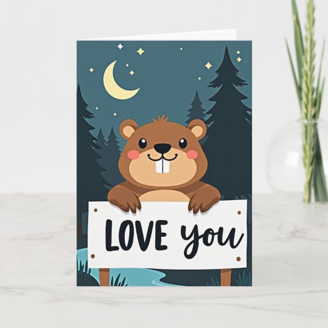 Cartão de Animal Fofo da Floresta de Amor (Frente)