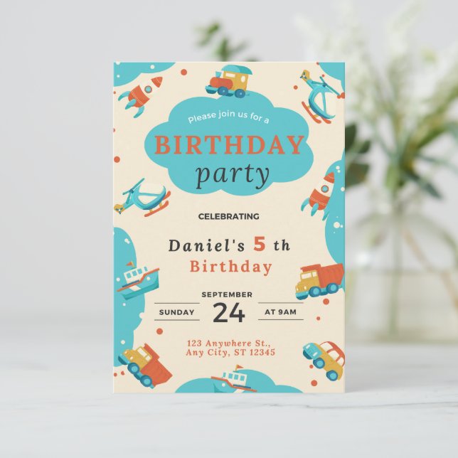 Cartão de aniversário (Em pé/Frente)