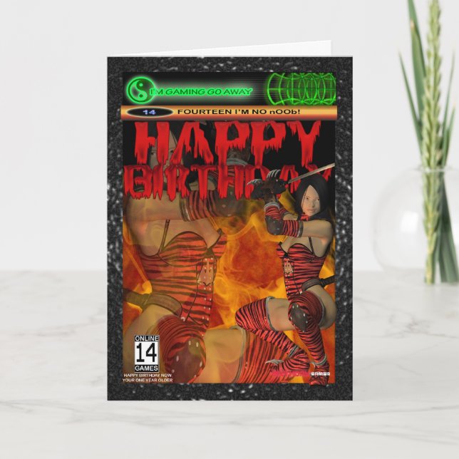 Cartão de aniversário 14 do fã do jogo de (Frente)