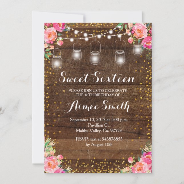 Cartão de Aniversário 16, cor-de-rosa, cor-de-rosa (Frente)