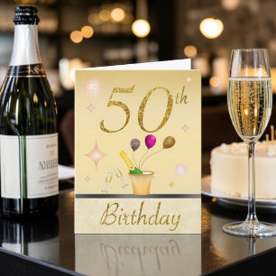 Cartão de Aniversário 50º Gold Glamours