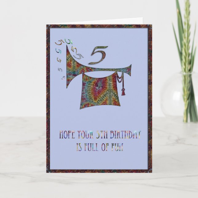 Cartão de Aniversário 5 para Meninos (Frente)