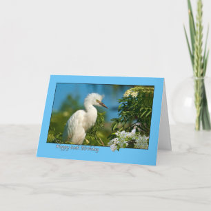Cartão de Aniversário 80 com Pássaro Neve Egret