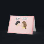 Cartão de aniversário, 80. Humor<br><div class="desc">Duas senhoras desenhadas fofocando sobre os 80 anos. O fundo é rosa.</div>