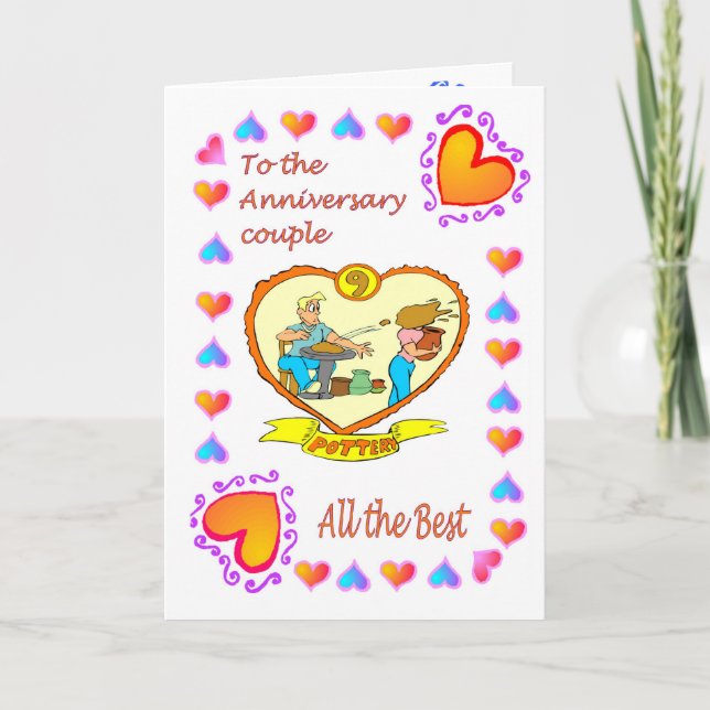 Cartão de aniversário 9º cerâmica (Frente)