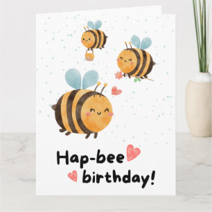 Cartão de Aniversário Abelhas Fofas Kawaii