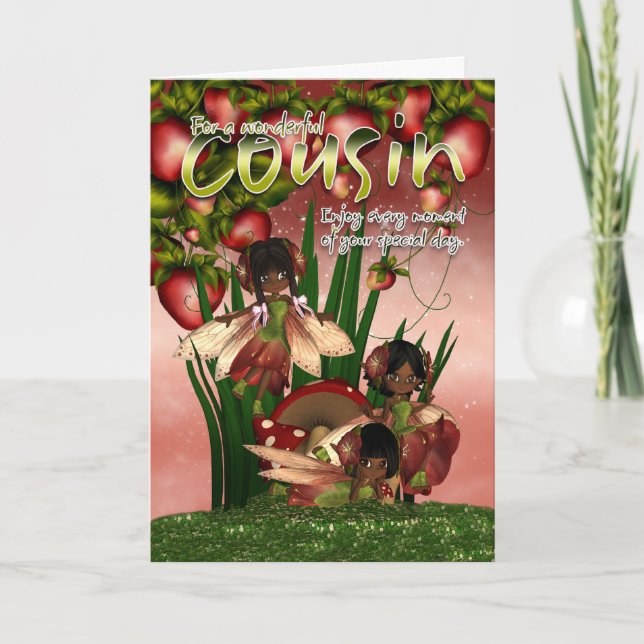 Cartão de Aniversário Africano Americano - Primo - (Frente)