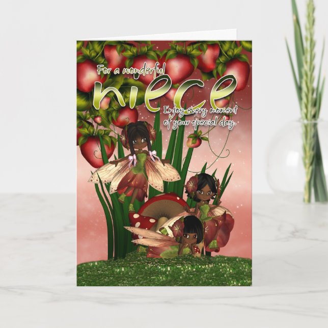 Cartão de Aniversário Afro-Americano - Niece - Moo (Frente)