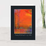 Cartão de aniversário alaranjado abstrato da<br><div class="desc">Cartão de aniversário abstrato lindo para sua irmã que caracteriza uma pintura brilhante e colorida do abstrato da laranja. Um cartão de aniversário fabuloso para adicionar a cor ao dia especial da sua irmã.</div>