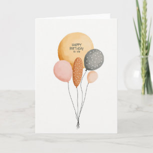 Cartão de Aniversário Alegre com Balões de Aquarel