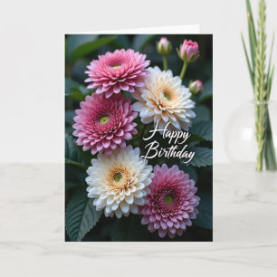 Cartão de Aniversário Alegre com Flor Vibrante