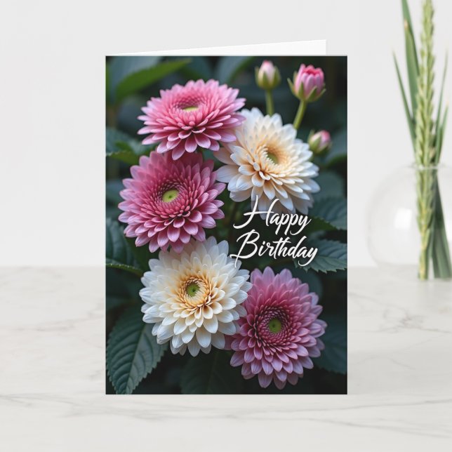 Cartão de Aniversário Alegre com Flor Vibrante (Frente)