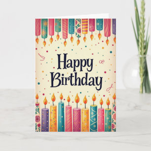 Cartão de Aniversário Alegre com Padrões