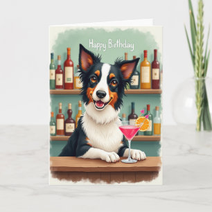 Cartão de Aniversário Alegre do Cachorro no Bar