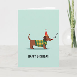Cartão de Aniversário Alegre do Cachorro Xadrez