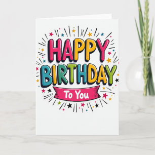 Cartão de Aniversário Alegre e Brilhante
