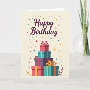 Cartão de Aniversário Alegre e Vibrante