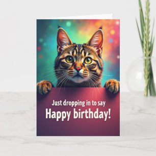 Cartão de Aniversário Alegre para Gato Listrado