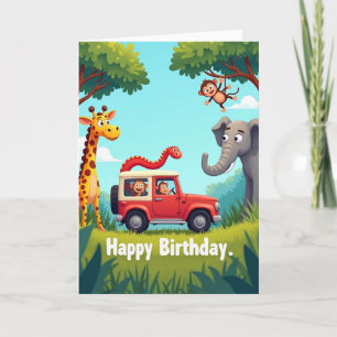 Cartão de Aniversário Alegre Safari