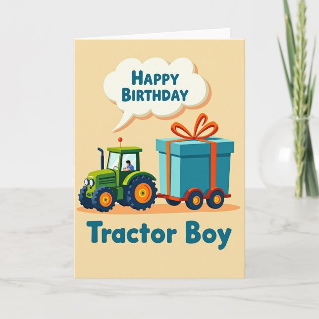Cartão de Aniversário Alegre Trator (Frente)