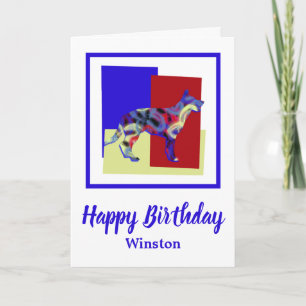 Cartão de Aniversário Amarelo Azul german shepherd