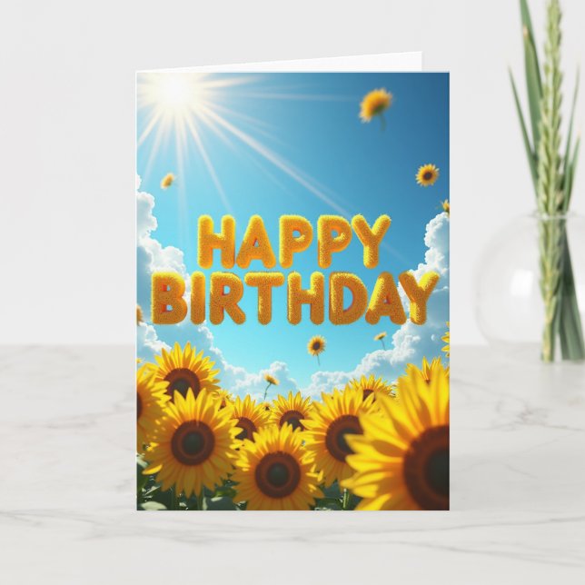 Cartão de Aniversário Amarelo Fofo (Frente)