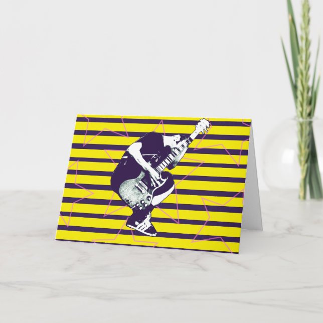 Cartão de Aniversário Amarelo Rockin (Frente)