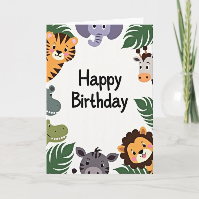 Cartão de Aniversário Amigos da Selva Doce (Frente)