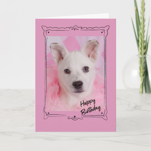 Cartão de Aniversário Anjo Rosa (Frente)