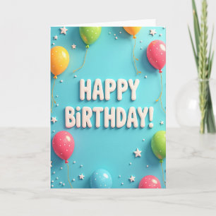 Cartão de Aniversário Aqua 3D