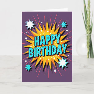 Cartão de Aniversário Aqua Birthday Burst