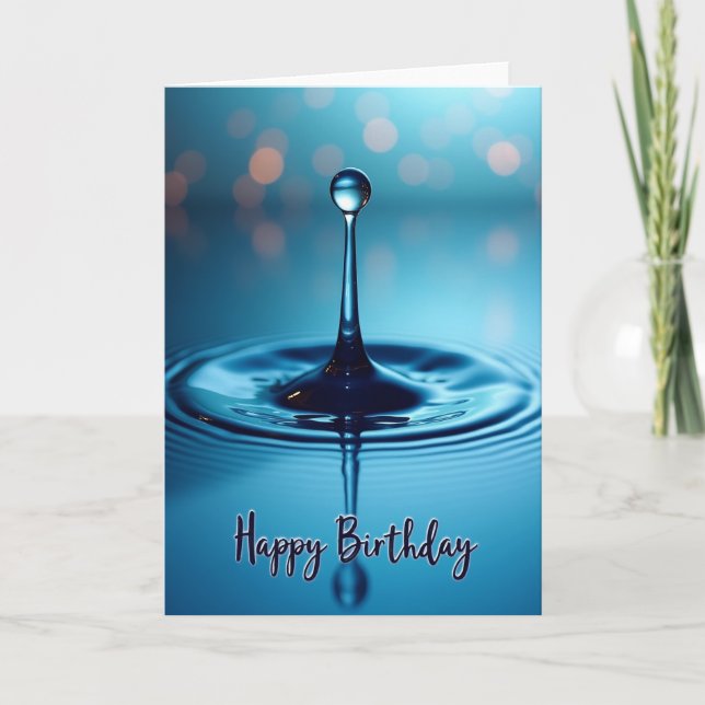 Cartão de Aniversário Aqua Ripple (Frente)