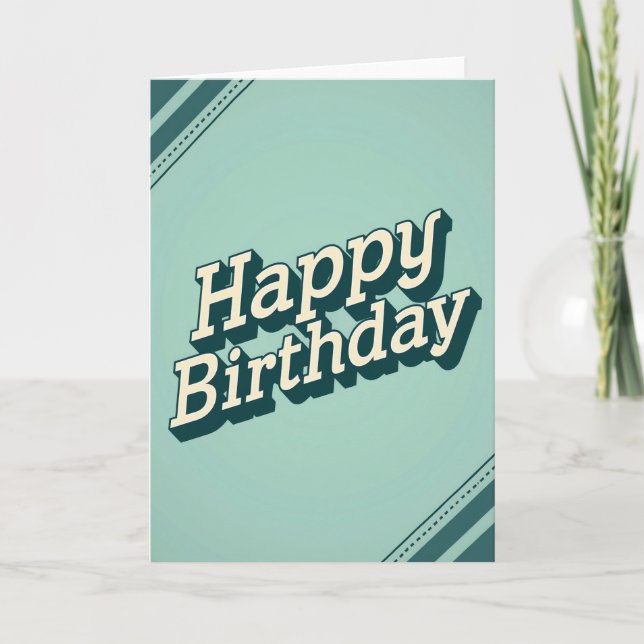 Cartão de Aniversário Aqua Vintage (Frente)