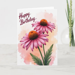 Cartão de Aniversário Aquarela Pêssego