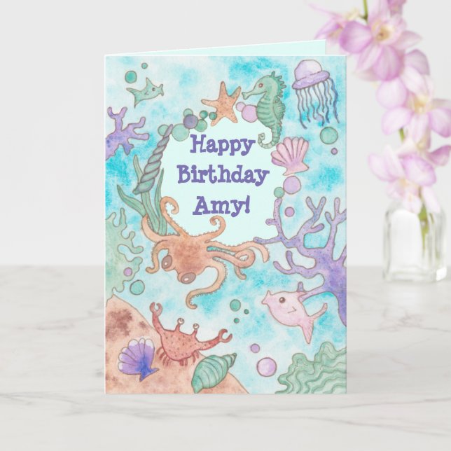 Cartão de Aniversário Aquático (Orquídea)