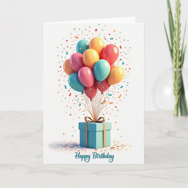Cartão de Aniversário Arco Dourado Alegre (Frente)