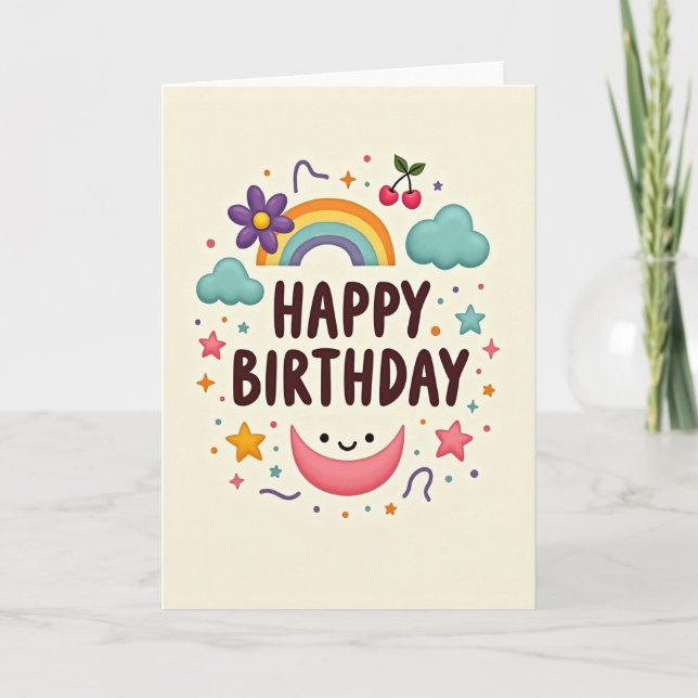 Cartão de Aniversário Arco-íris (Frente)