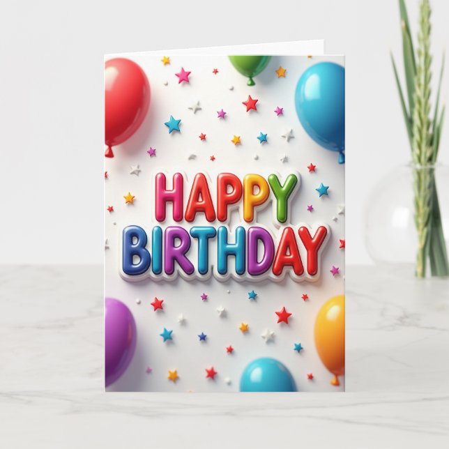 Cartão de Aniversário Arco-Íris Alegre (Frente)
