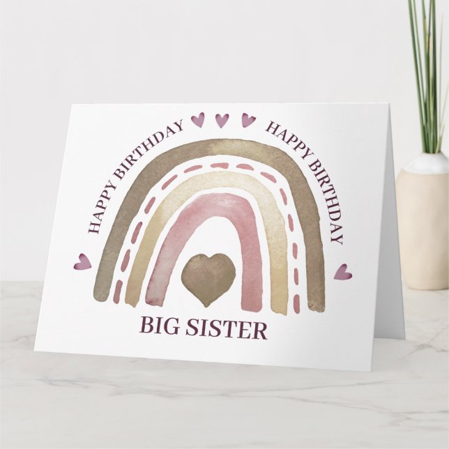 Cartão de Aniversário - Arco-Íris Corações Dourado (Frente)