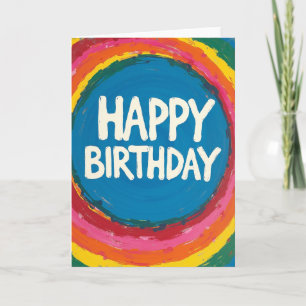 Cartão de Aniversário Arco-Íris Pintado