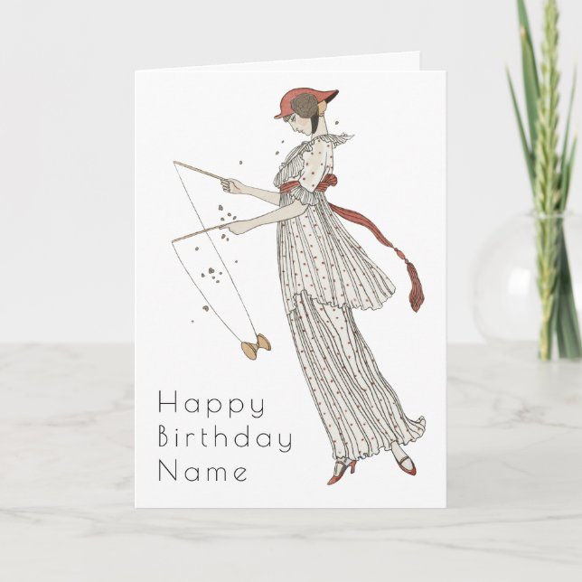 Cartão de Aniversário Art Déco para Mulher com Est (Frente)