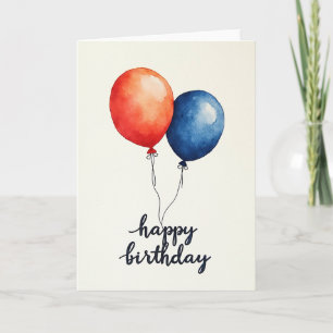 Cartão de Aniversário Arte Azul Coral